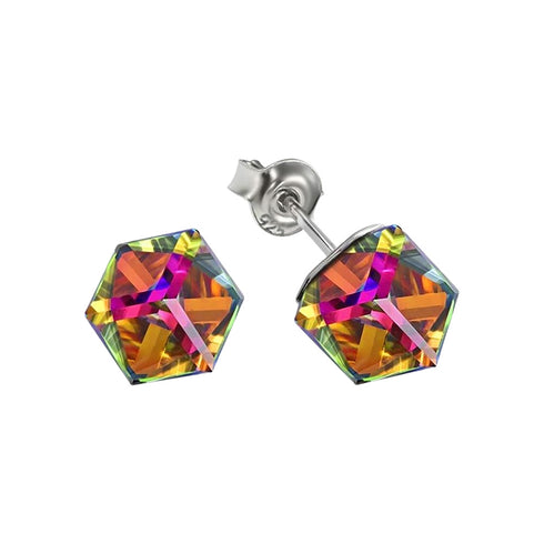 Sudraba auskari "Rubikona II (Vitrail Medium)" ar Swarovski™ kristāliem